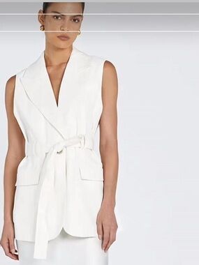 DISSH Sloan Sleeveless Linen blend Vest with Tie Belt